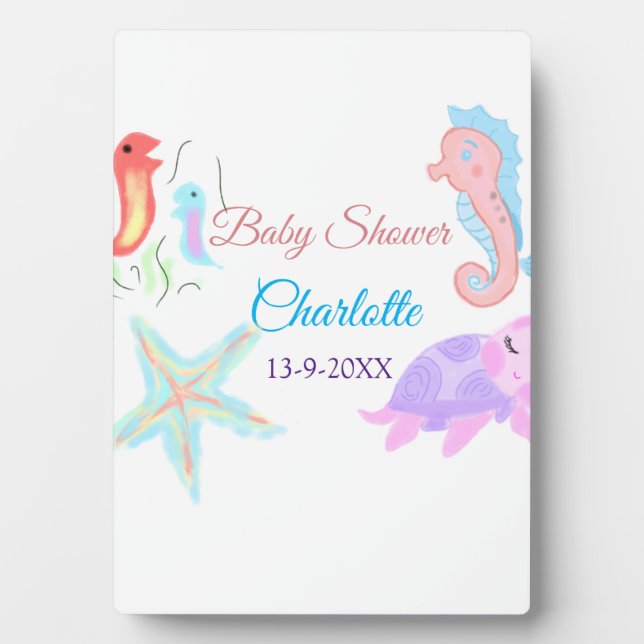 Placa Expositora Estrella de tortuga de caballos de mar acuarela be (Frente)