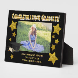 Placa Expositora Estrellas de purpurina negras y doradas Felicidade