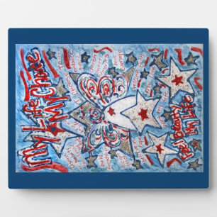 Placa Expositora Estrellas y rayas Ángel Pintura de estilo palco