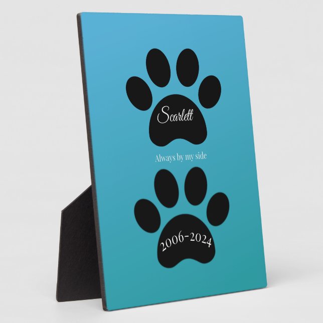 Placa Expositora Eternal Paw Prints Turquoise Gradient Tribute (Lado)