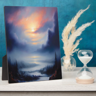 Placa Expositora Ethereal Sunrise Over Misty Mountains Landscape