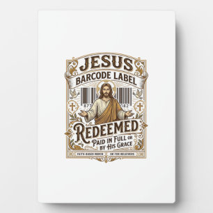 Placa Expositora Etiqueta de código de barras de Jesús Redimido Jes