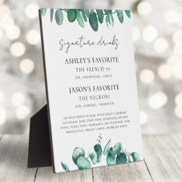 Placa Expositora Eucalyptus Wedding Signature Drinks Sign, Cocktail