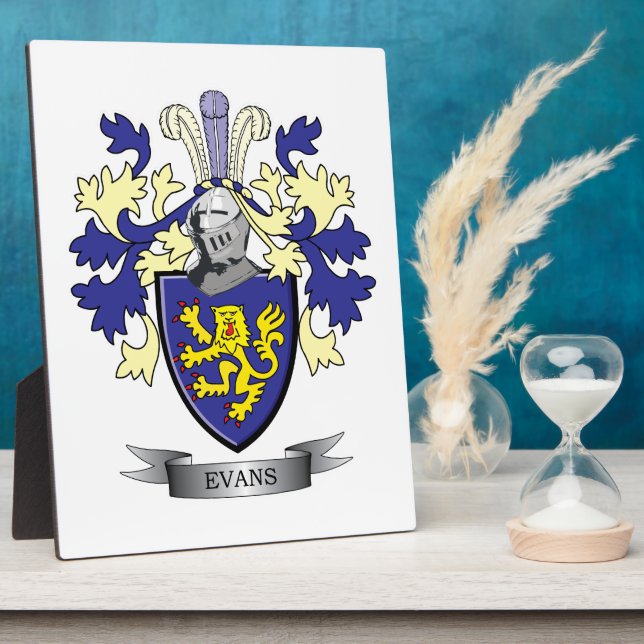 Placa Expositora Evans Family Crest Coat of Arms (Lado)