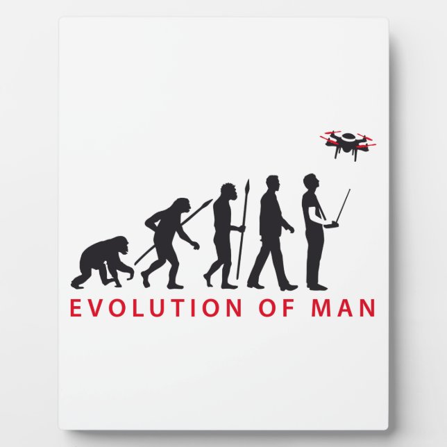 Placa Expositora evolución del hombre que controla el drone (Frente)