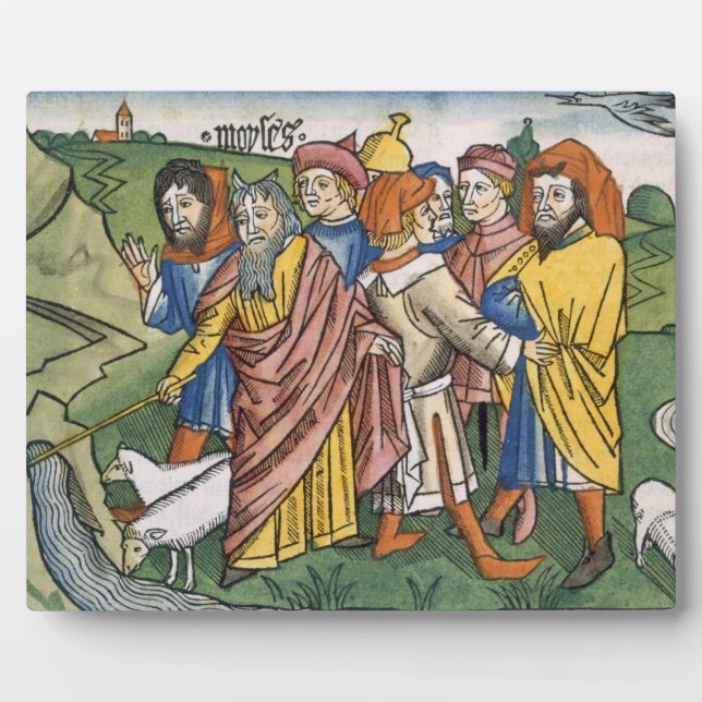 Placa Expositora Éxodo 17 1-7 Moisés hace el flujo de agua del (Frente)