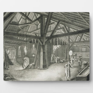 Placa Expositora Fábrica de vidrio, de la 'Enciclopedia', de De
