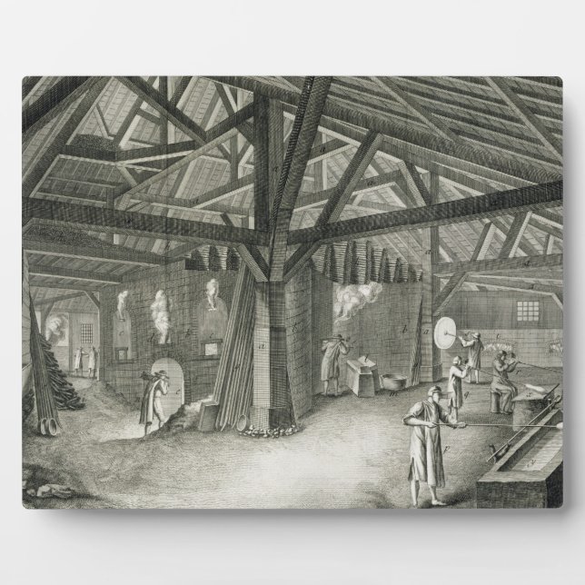 Placa Expositora Fábrica de vidrio, de la 'Enciclopedia', de De (Frente)