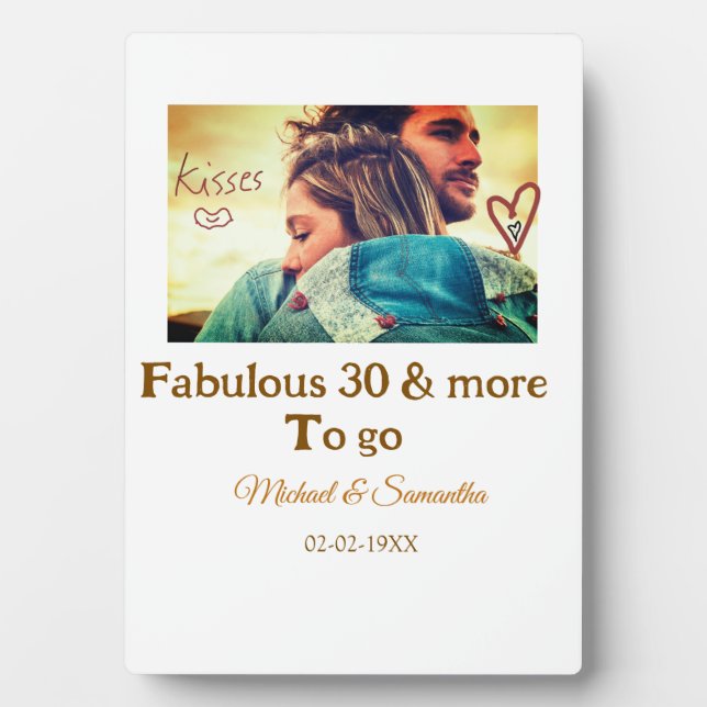 Placa Expositora Fabuloso aniversario de 30 años añadir fecha de fo (Frente)