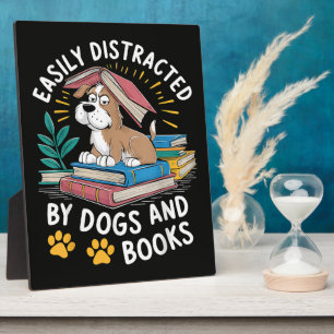 Placa Expositora Fácilmente Distraído por Perros y Libros Mascotas