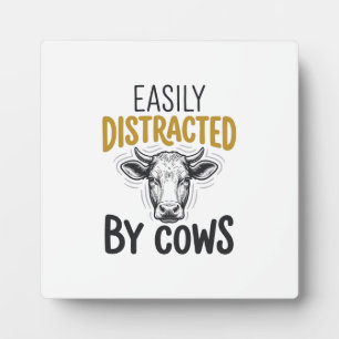 Placa Expositora Fácilmente Distraído Por Vacas Camiseta Divertida