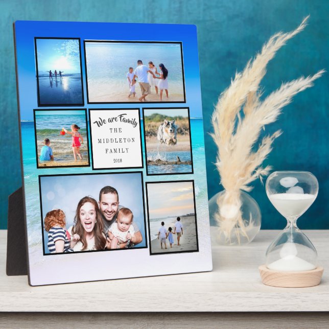 Placa Expositora Familia collage de fotos en la playa Somos familia (Lado)