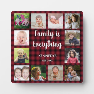 Placa Expositora Familia de Collages de fotos Red Buffalo Plaid 12