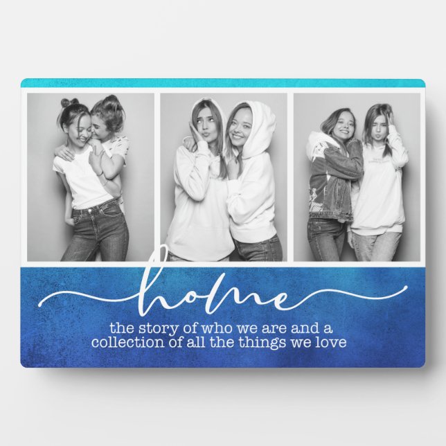 Placa Expositora Familia doméstica dice tipografía moderna tres fot (Frente)