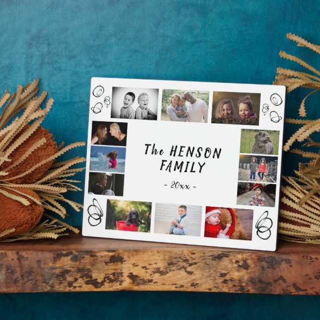 Placa Expositora Familia moderna divertida anual Keepsake 12 Collag (Lado)