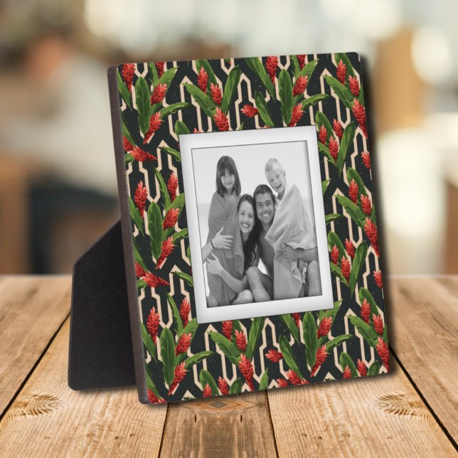 Placa Expositora Familia tropical floral foto Keepsake Plaque (Tropical Floral Family Photo Keepsake Plaque)