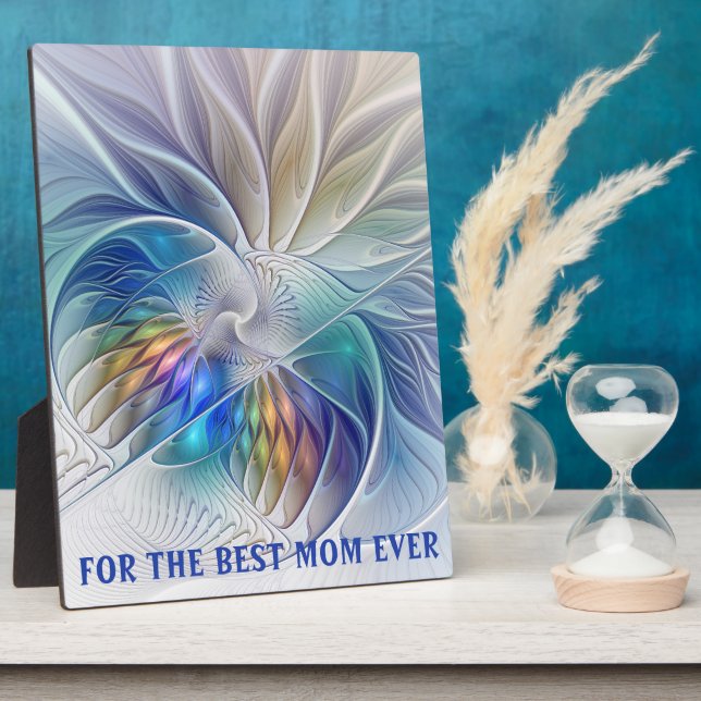 Placa Expositora Fantasía floral, Flor fractal abstracta mejor mamá (Lado)