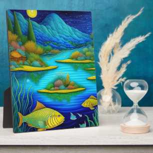 Placa Expositora Fantasy Lake Fish Art Tabletop