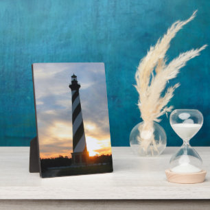 Placa Expositora Faro de Cape Hatteras al atardecer