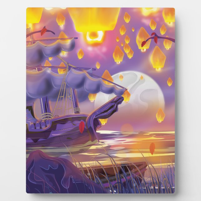 Placa Expositora Farolitos chinos en el lago (Frente)