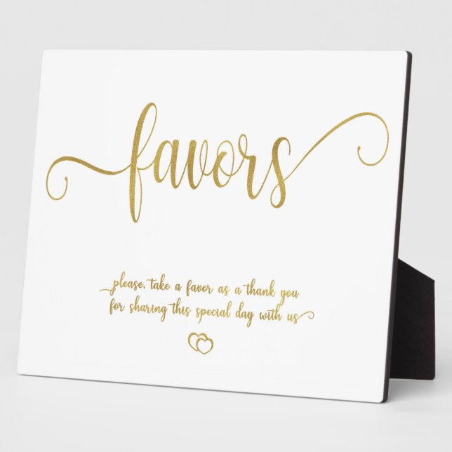 Placa Expositora Faux Gold Favors Wedding sign Tabletop Plaque (Lado)