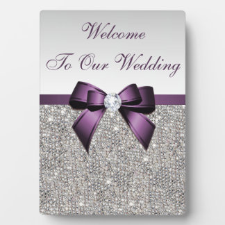 Placa Expositora Faux Silver Secuencia Diamonds Boda Morple Bow