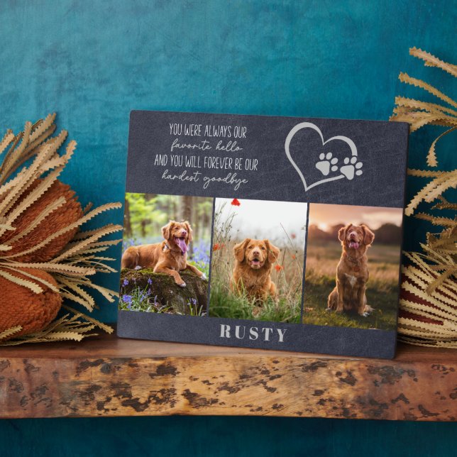 Placa Expositora Favorito Hola Más duro Adiós Mascota Memorial (Lado)