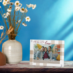 Placa Expositora Fe EsperanzaAmor Moderno Beige Foto de Familia Esc