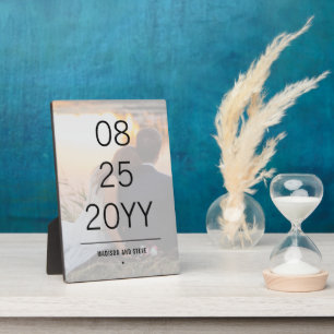 Placa Expositora Fecha de aniversario de boda con foto personalizad