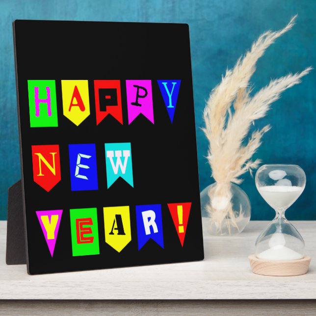 Placa Expositora Felices banderas de Año Nuevo (Lado)