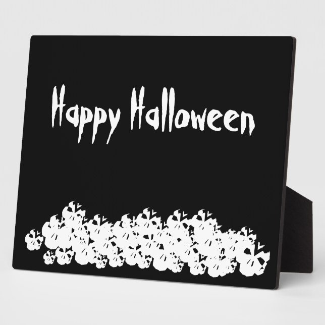 Placa Expositora Felices Halloween: eructos blancos negros (Lado)
