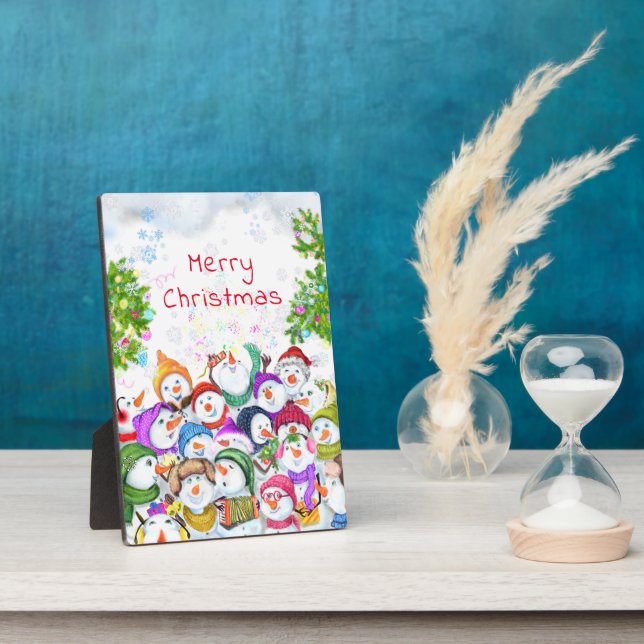 Placa Expositora Felices Snowmans Feliz Fiesta de Navidad Dibujo gr (Lado)