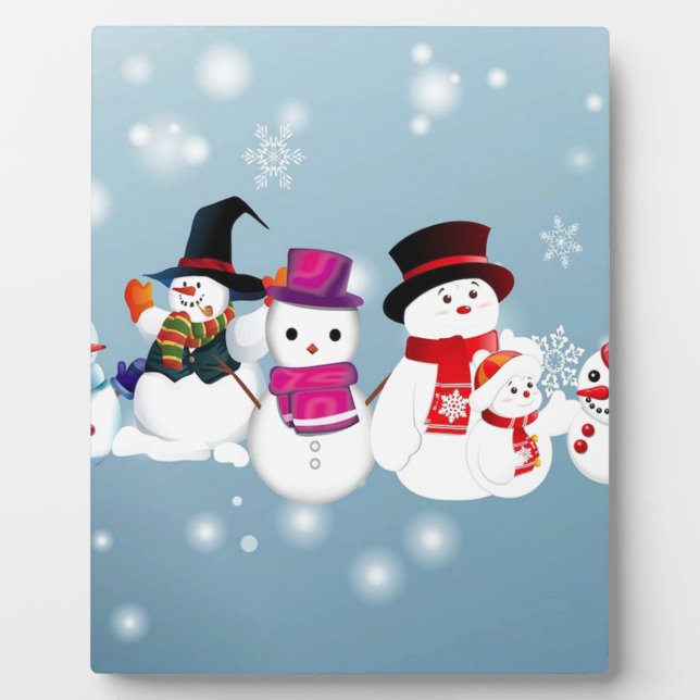 Placa Expositora Felices vacaciones Snowmen (Frente)