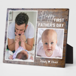Placa Expositora Feliz 1er Día del Padre Nuevo Papá 2 Foto Madera R