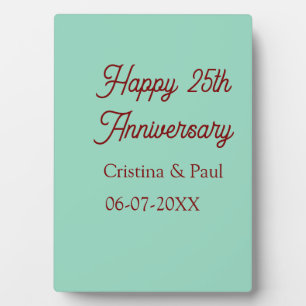 Placa Expositora Feliz 25 aniversario boho pastel verde malva retr