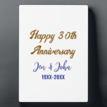 Placa Expositora Feliz 30 aniversario de bodas azul real dorado s<br><div class="desc">Diseño</div>