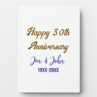 Feliz 30 aniversario de bodas azul real dorado s