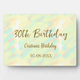 Placa Expositora Feliz 30 cumpleaños naranja amarillo acuarela
