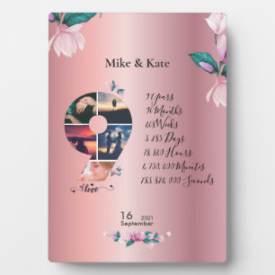 Placa Expositora Feliz 9° Aniversario, collage de fotos Personaliza