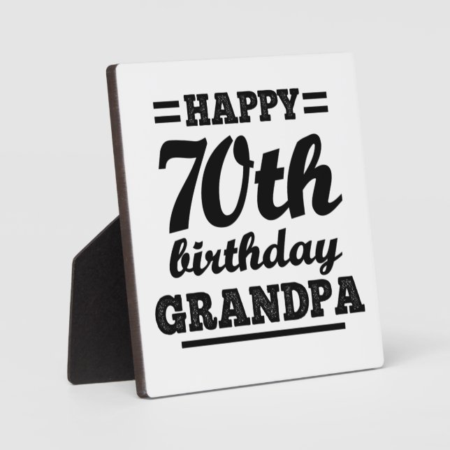Placa Expositora feliz abuelo de 70 años (Anverso)