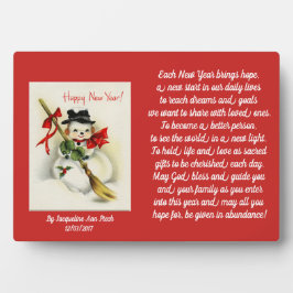 Placa Expositora Feliz Año Nuevo Snowman