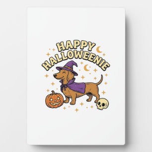 Placa Expositora Feliz Camiseta de Perro Bruja Dachshund de Hallowe