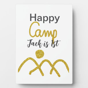 Placa Expositora Feliz camping campista un cumpleaños niños sol dor