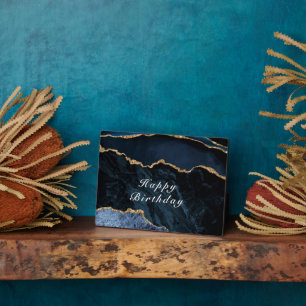 Placa Expositora Feliz cumpleaños - Agy Navy Blue Gold Gemstone