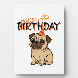 PLACA EXPOSITORA FELIZ CUMPLEAÑOS PUG
