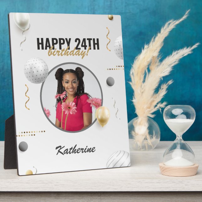 Placa Expositora Feliz cumpleaños, regalo de foto simple Personaliz (Lado)