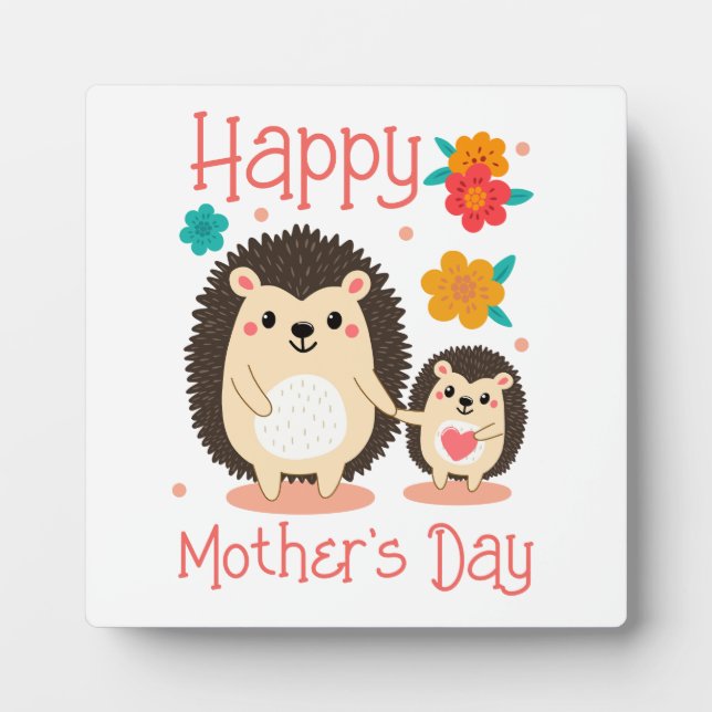 Placa Expositora Feliz Día de la Madre, mamá y bebe (Frente)