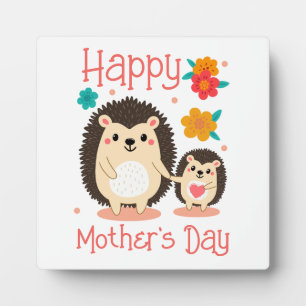 Placa Expositora Feliz Día de la Madre Mamá y Bebé Erizo