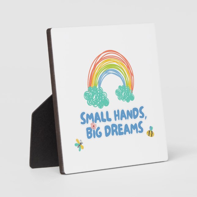 Placa Expositora Feliz día de los niños Manos pequeñas, grandes sue (Anverso)