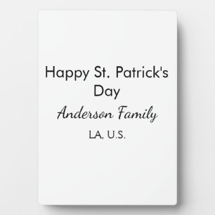 Placa Expositora Feliz día de San Patricio nombre familia lugar sim